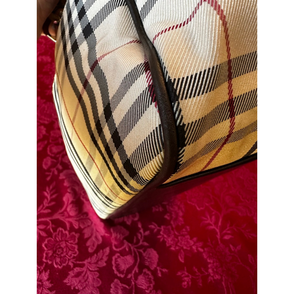Burberry Brown Leather & Beige Plaid Satchel - Picture 10 of 13